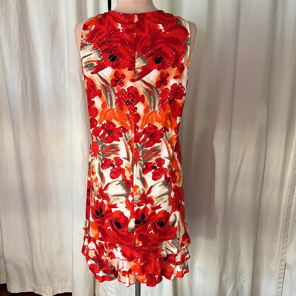 Cocktail dress JBS floral floral sparkly ruffled midi - Picture 4 of 10